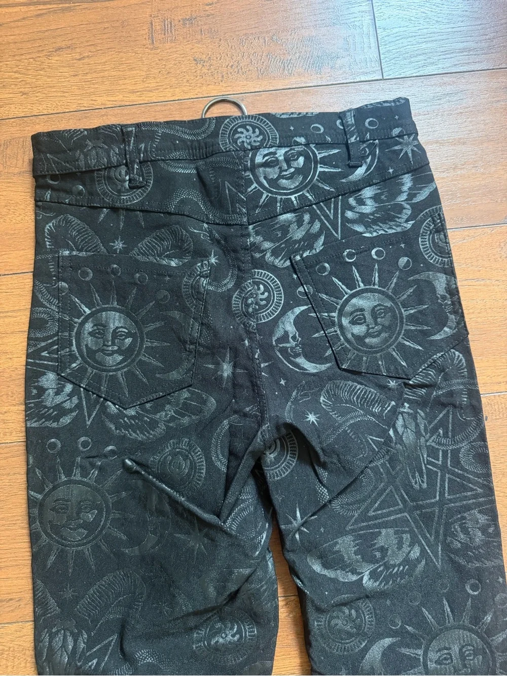 Killstar Black Skinny Pants with Moon & Sun Print